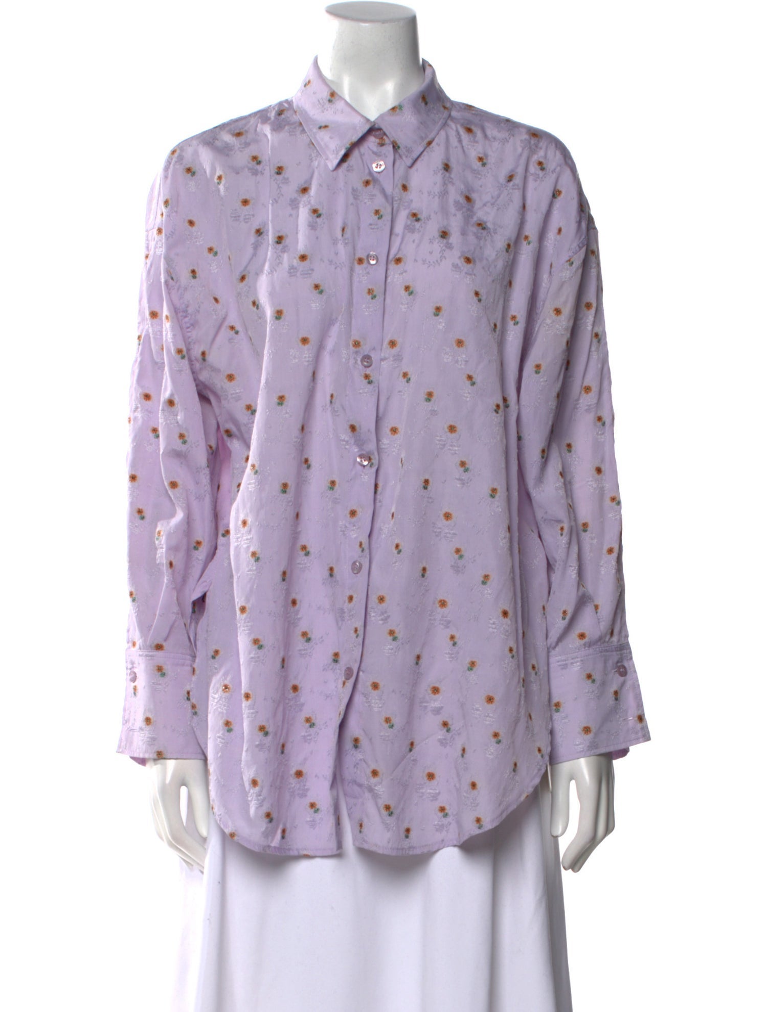 CORDERA Printed Long Sleeve Button-Up Top