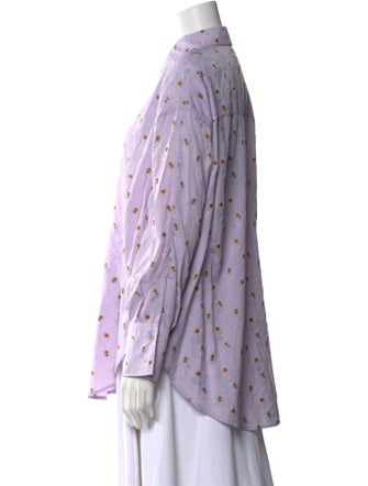 CORDERA Printed Long Sleeve Button-Up Top