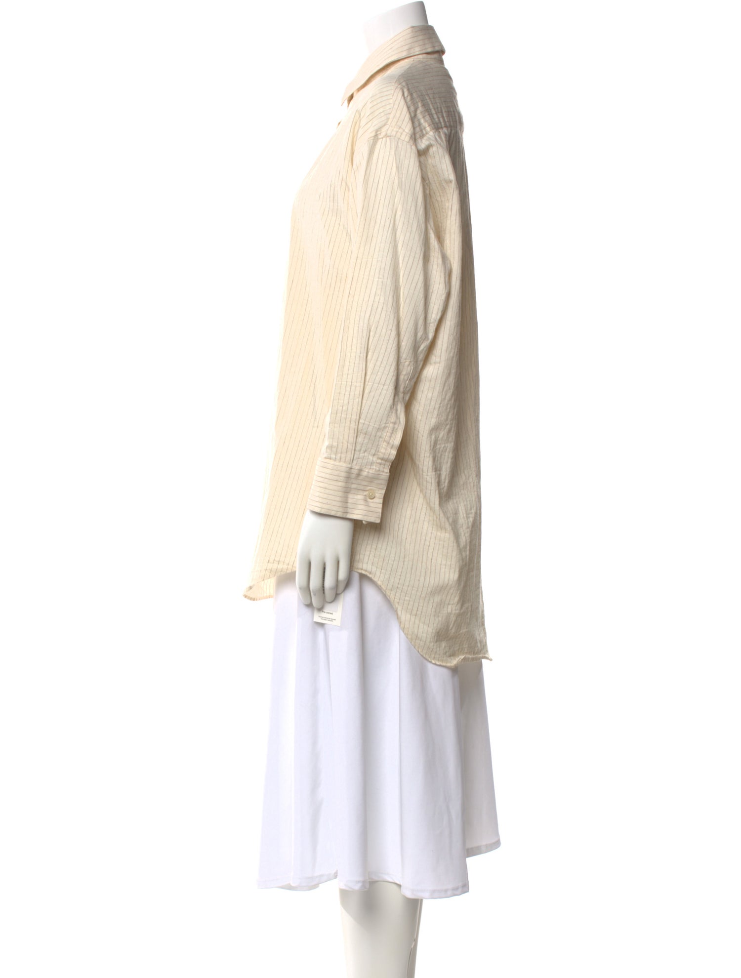 CORDERA Striped Long Sleeve Button-Up Top