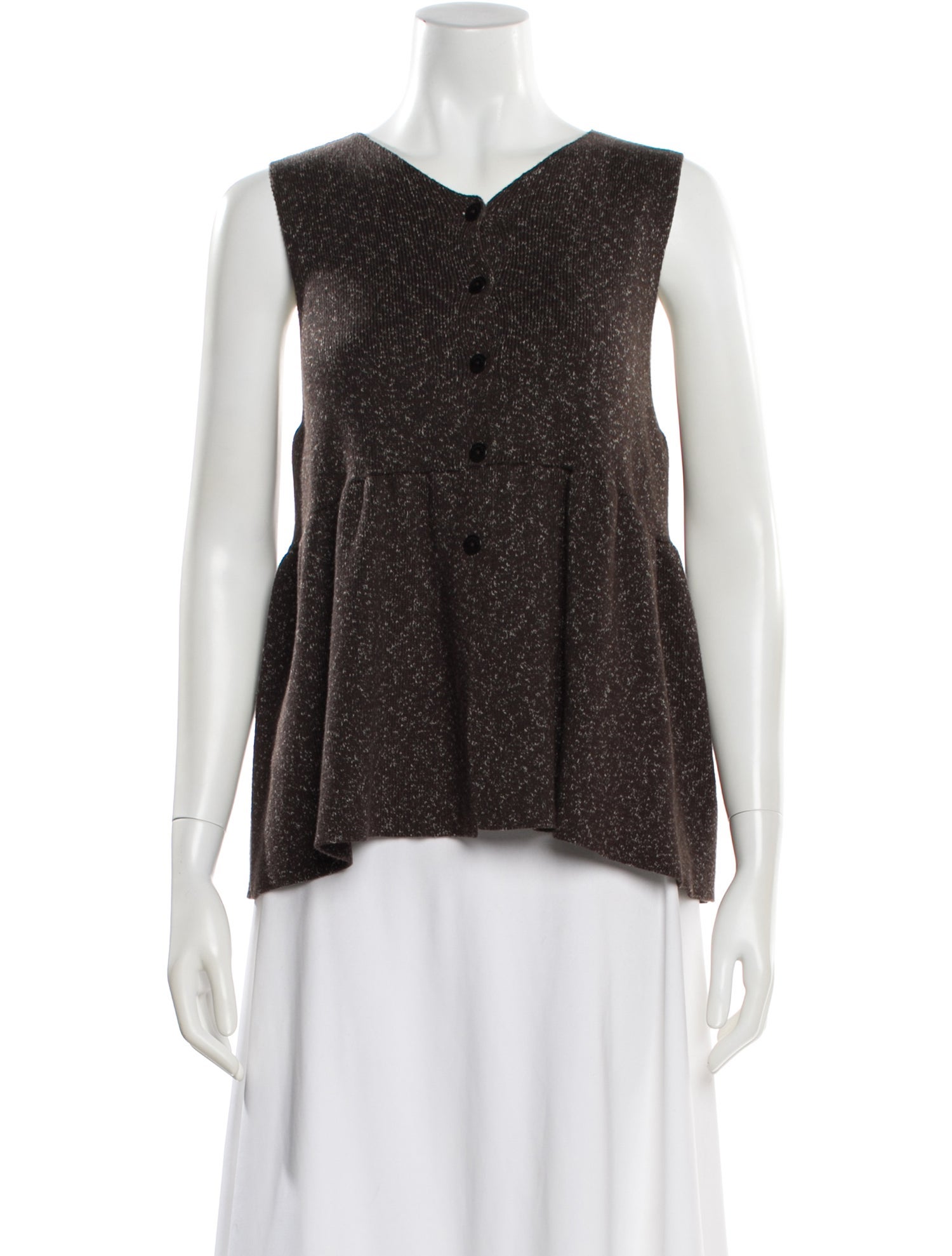 CORDERA Tweed Pattern V-Neck Top