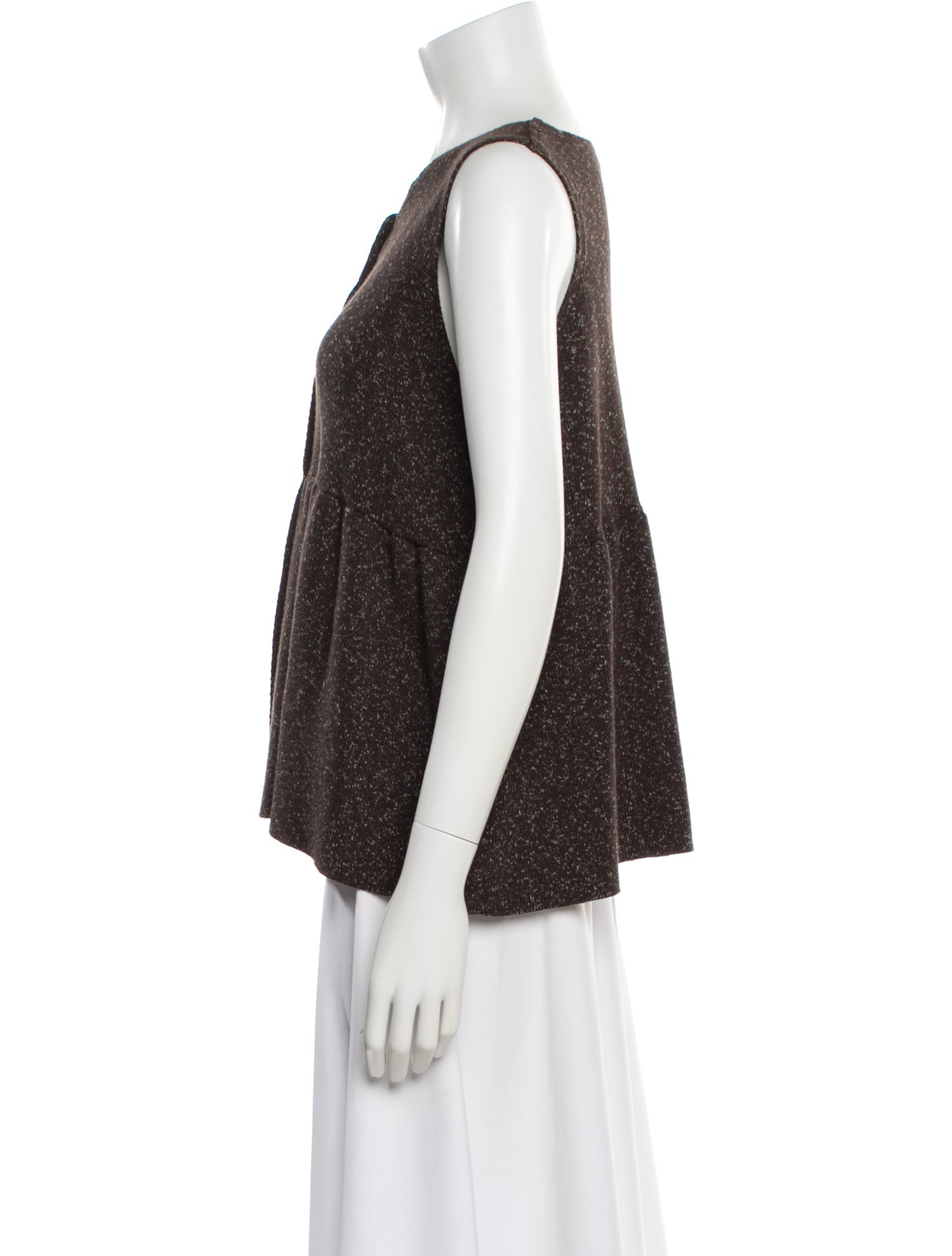 CORDERA Tweed Pattern V-Neck Top