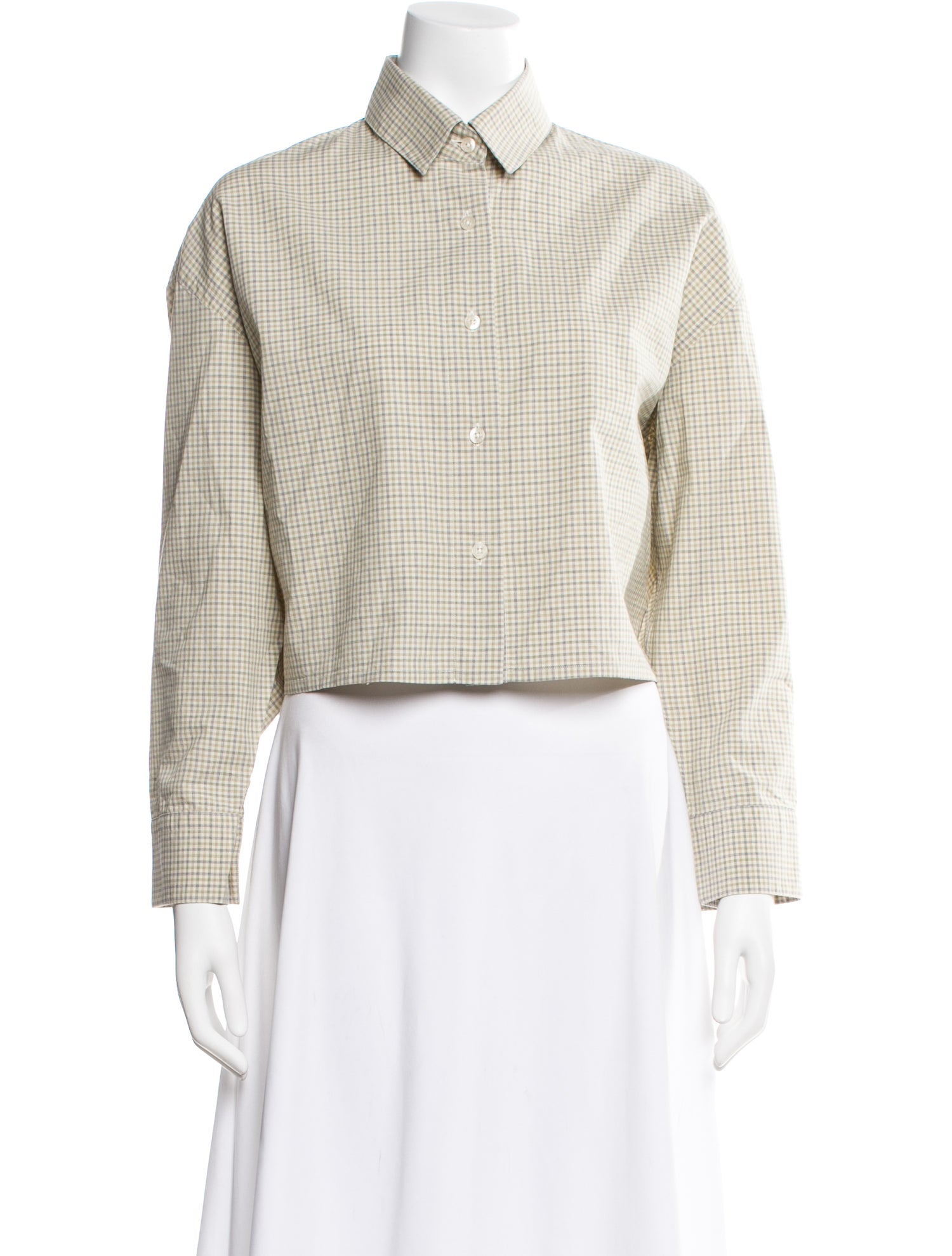 CORDERA Plaid Print Long Sleeve Crop Top