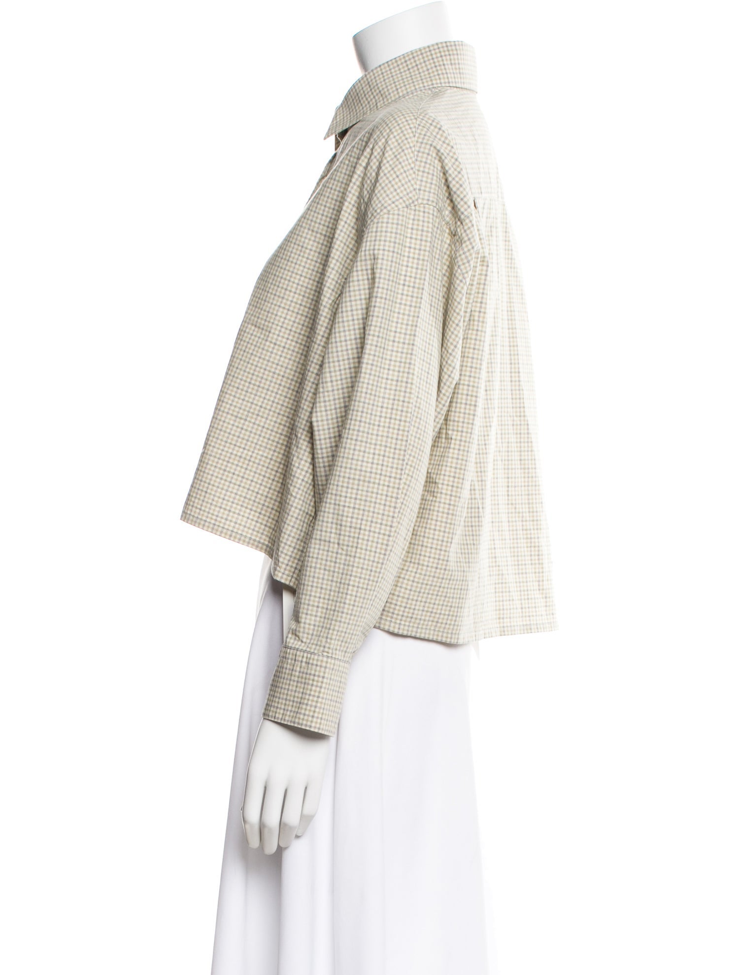 CORDERA Plaid Print Long Sleeve Crop Top