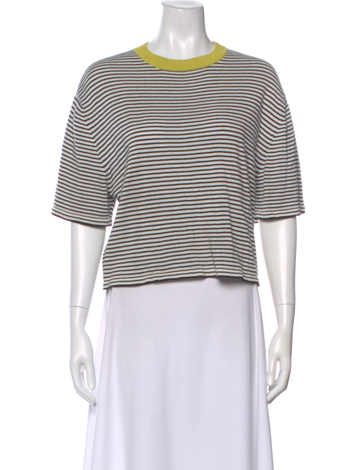CORDERA Striped Crew Neck Crop Top