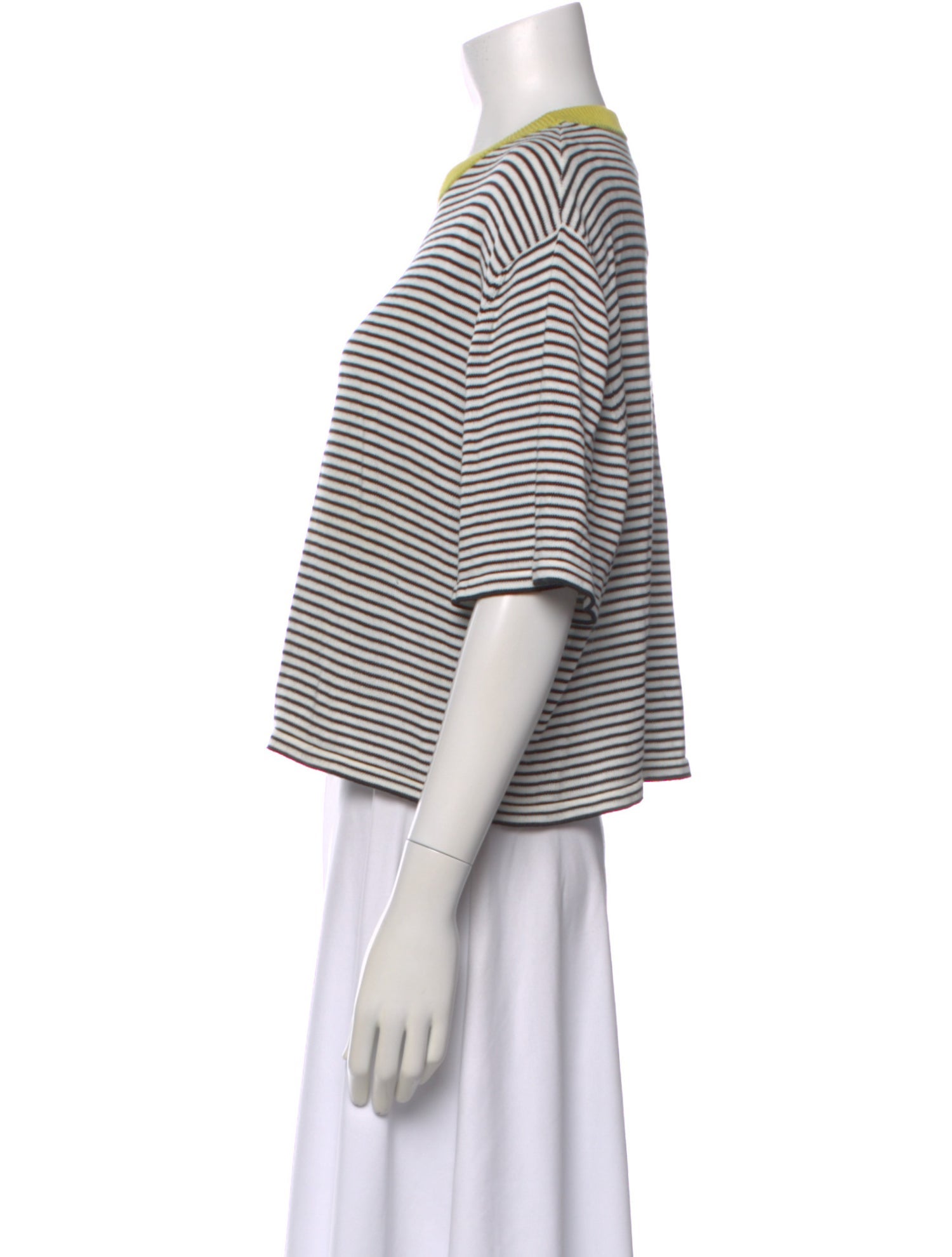 CORDERA Striped Crew Neck Crop Top