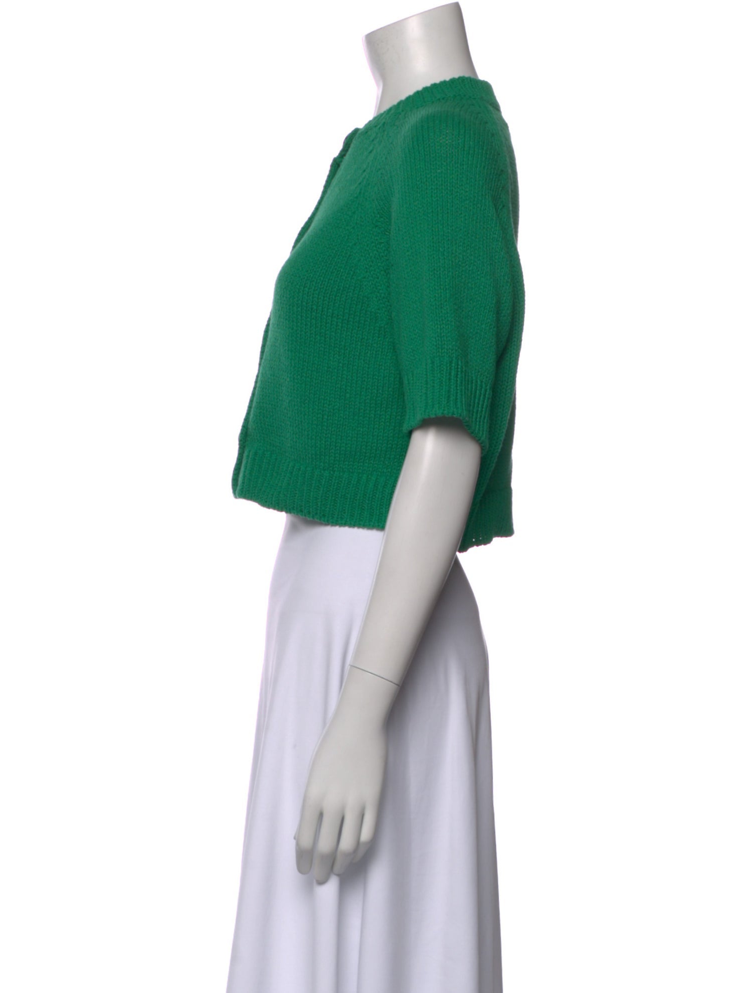 CORDERA Crew Neck Short Sleeve Button-Up Top