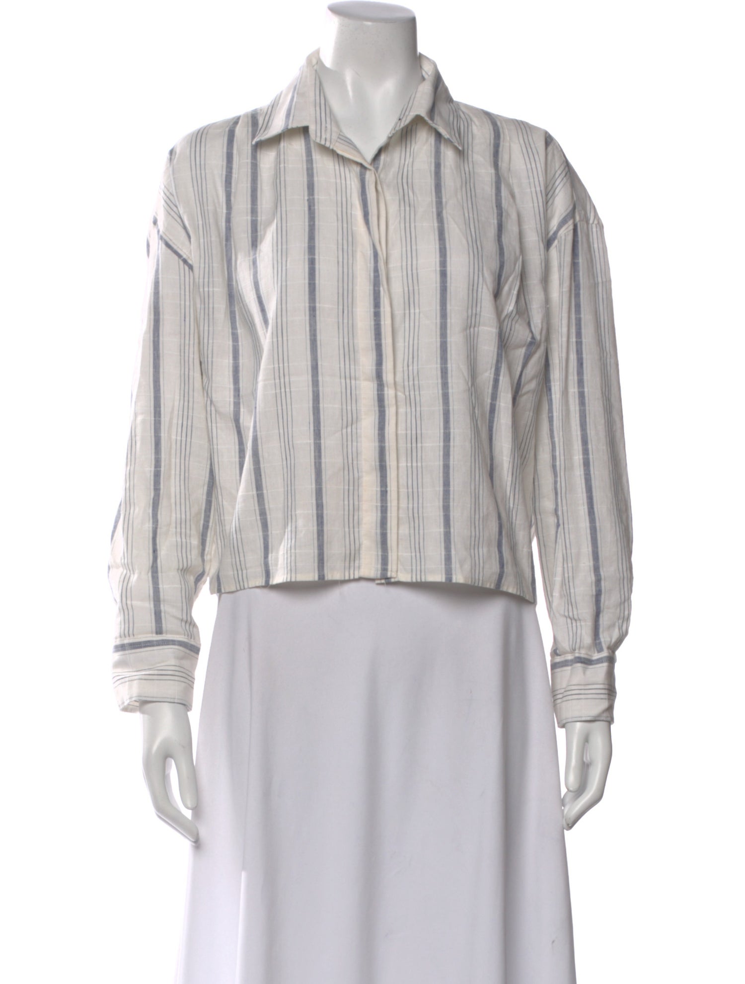 CORDERA Linen Striped Button-Up Top