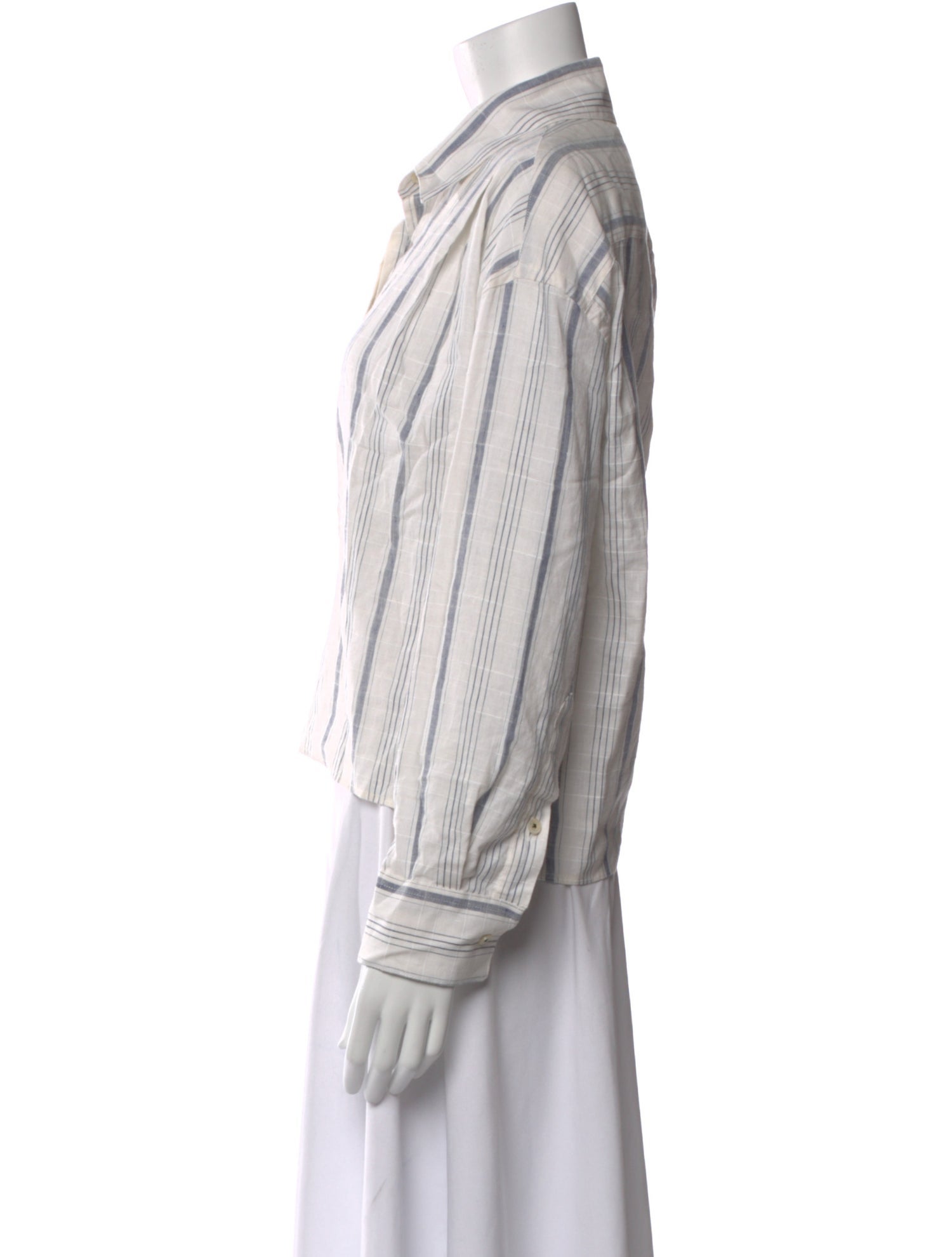 CORDERA Linen Striped Button-Up Top