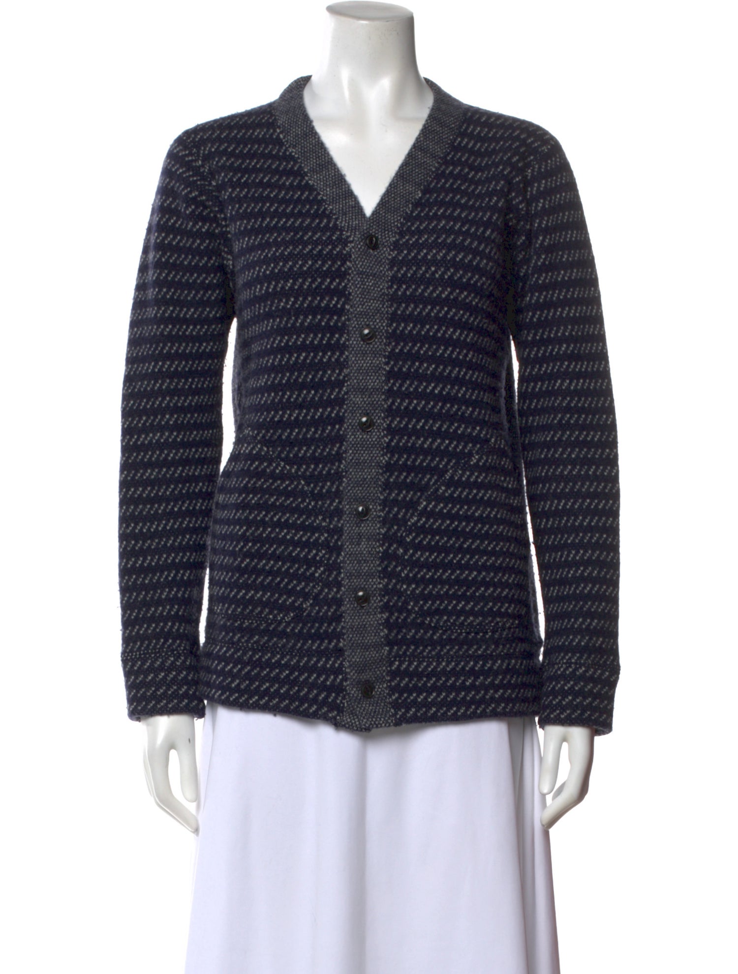 Comme des Garçons Homme Striped V-Neck Cardigan