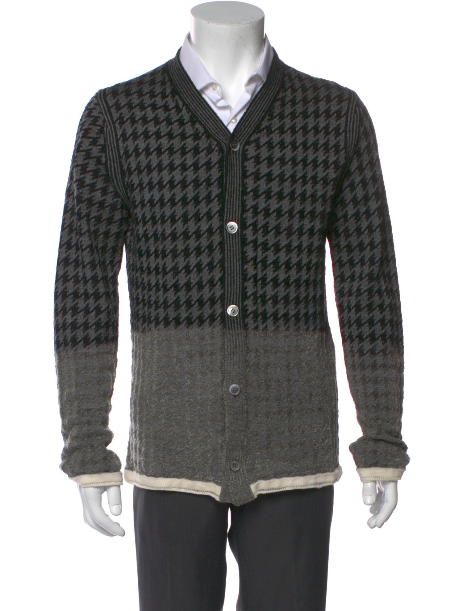 Comme des Garçons Homme Plus Houndstooth Print V-Neck Cardigan