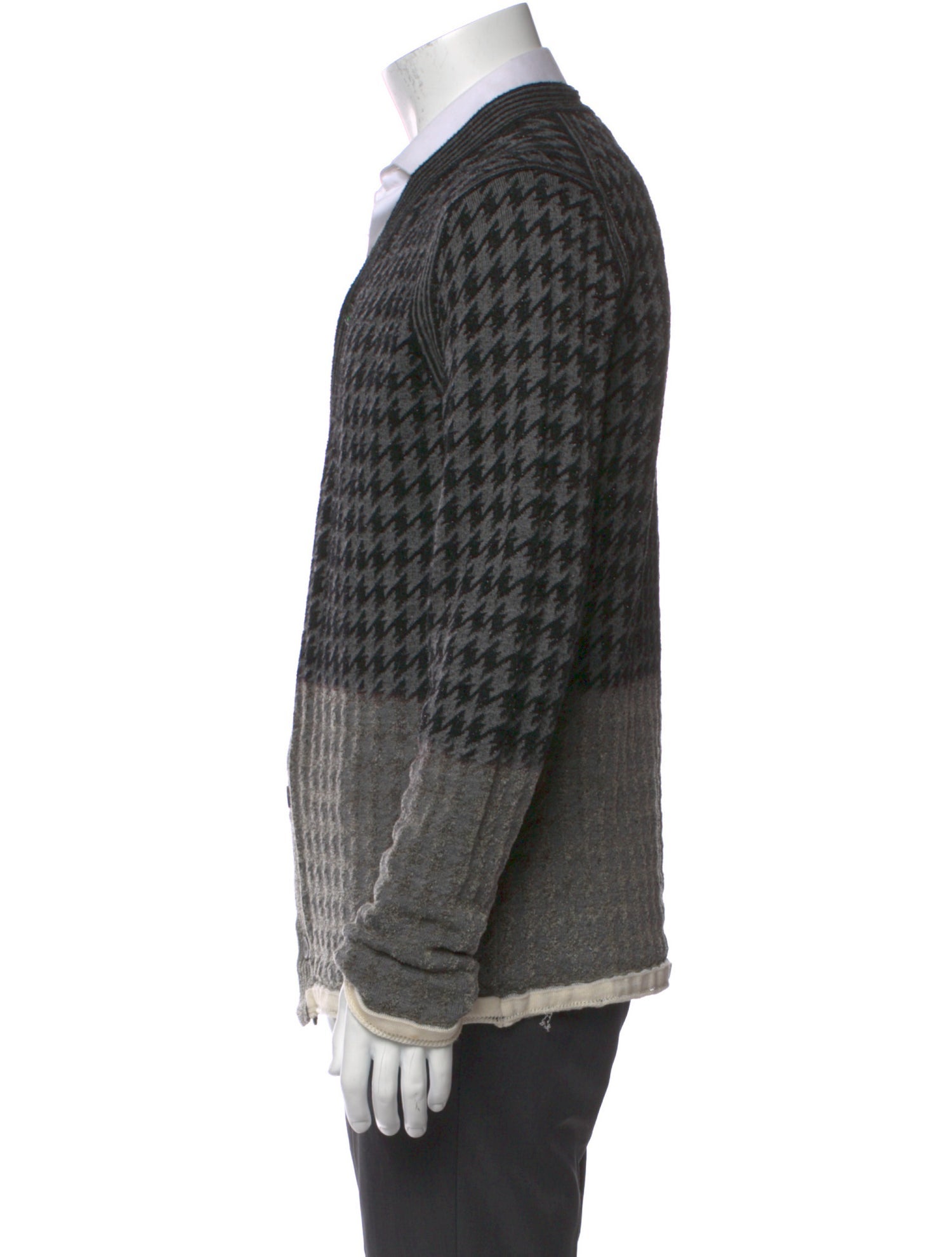 Comme des Garçons Homme Plus Houndstooth Print V-Neck Cardigan