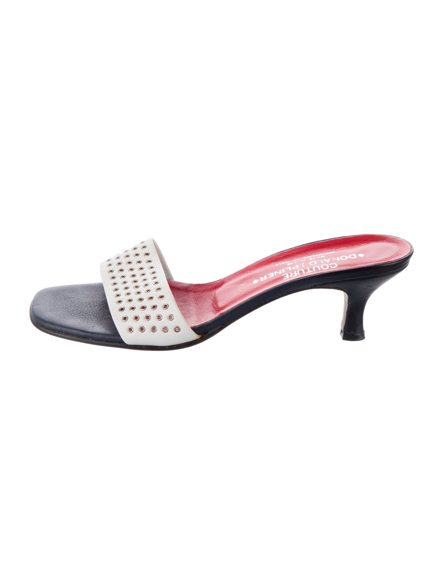 Couture Donald J Pliner Leather Cutout Accent Slides