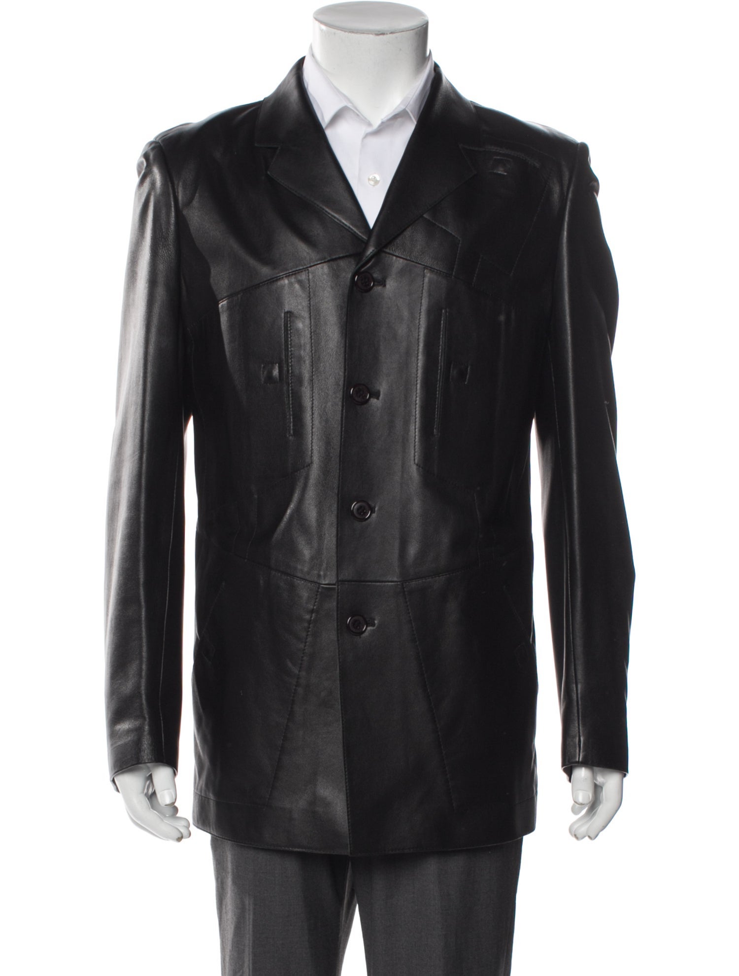 Couture Donald J Pliner Leather Peacoat