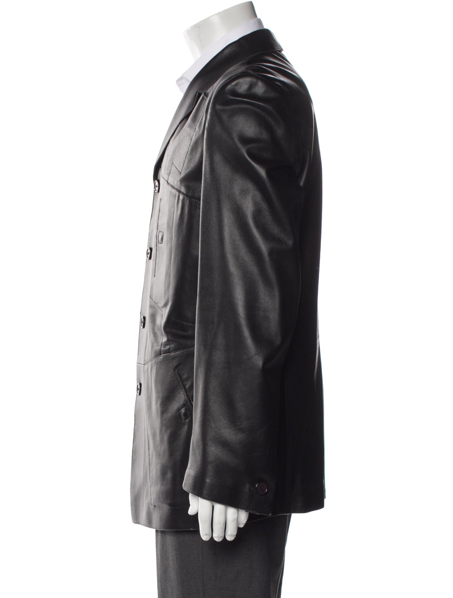 Couture Donald J Pliner Leather Peacoat