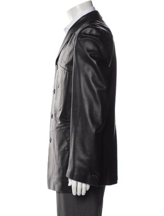 Couture Donald J Pliner Leather Peacoat