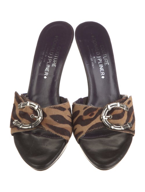 Couture Donald J Pliner Leather Floral Print Slides