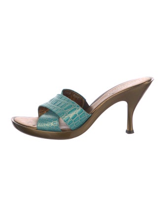Couture Donald J Pliner Embossed Leather Printed Slides