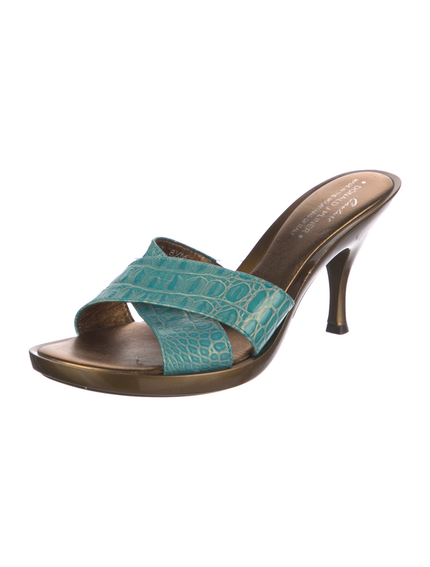Couture Donald J Pliner Embossed Leather Printed Slides