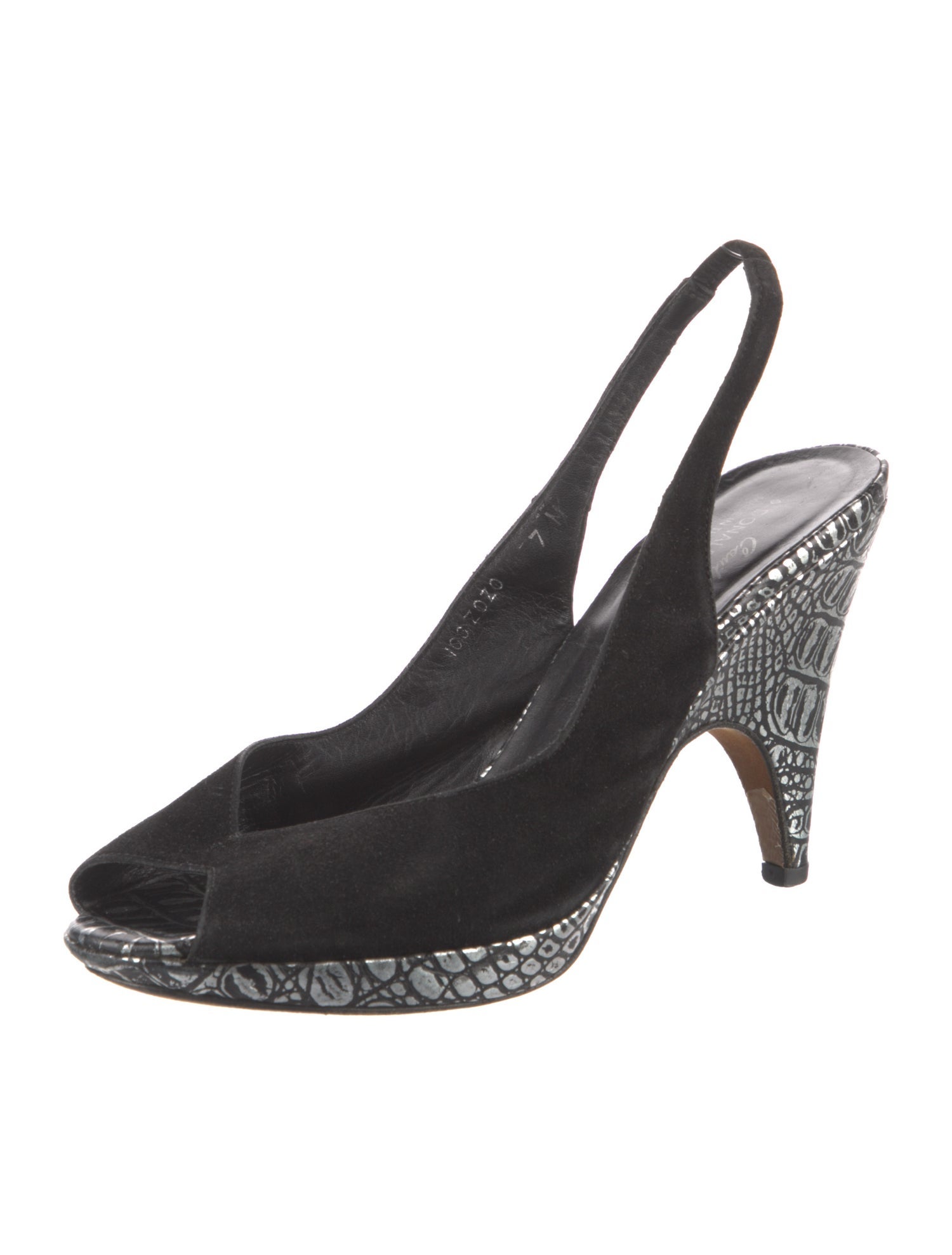 Couture Donald J Pliner Suede Printed Slingback Pumps