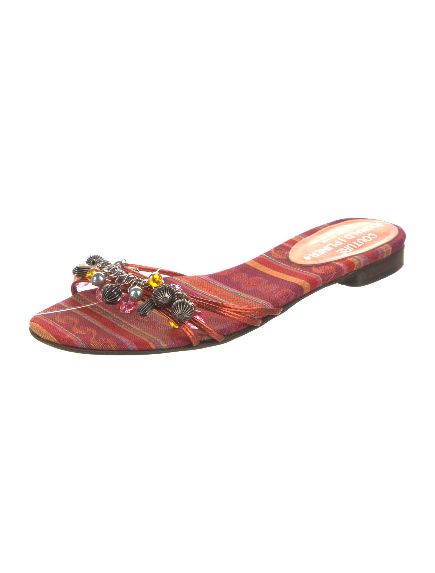 Couture Donald J Pliner Leather Striped Slides