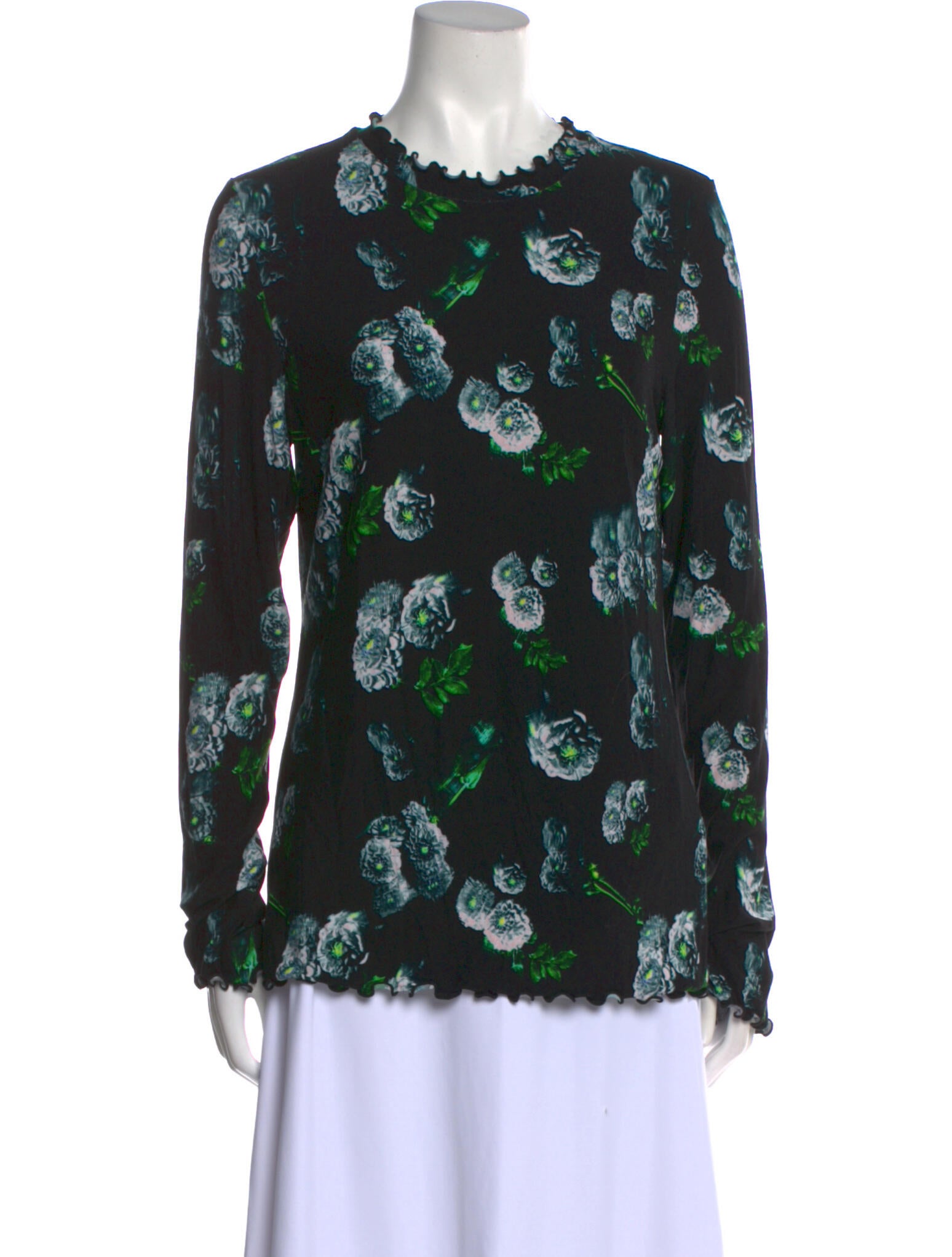Jonathan Cohen Floral Print Crew Neck Blouse
