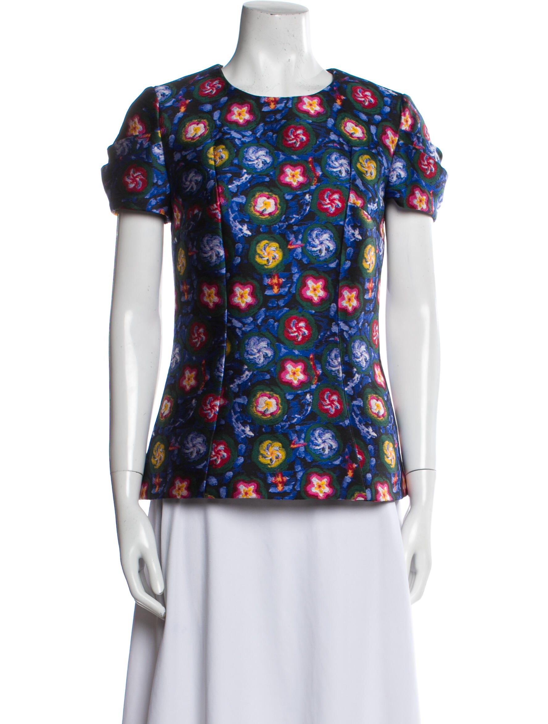 Jonathan Cohen Silk Floral Print T-Shirt w/ Tags