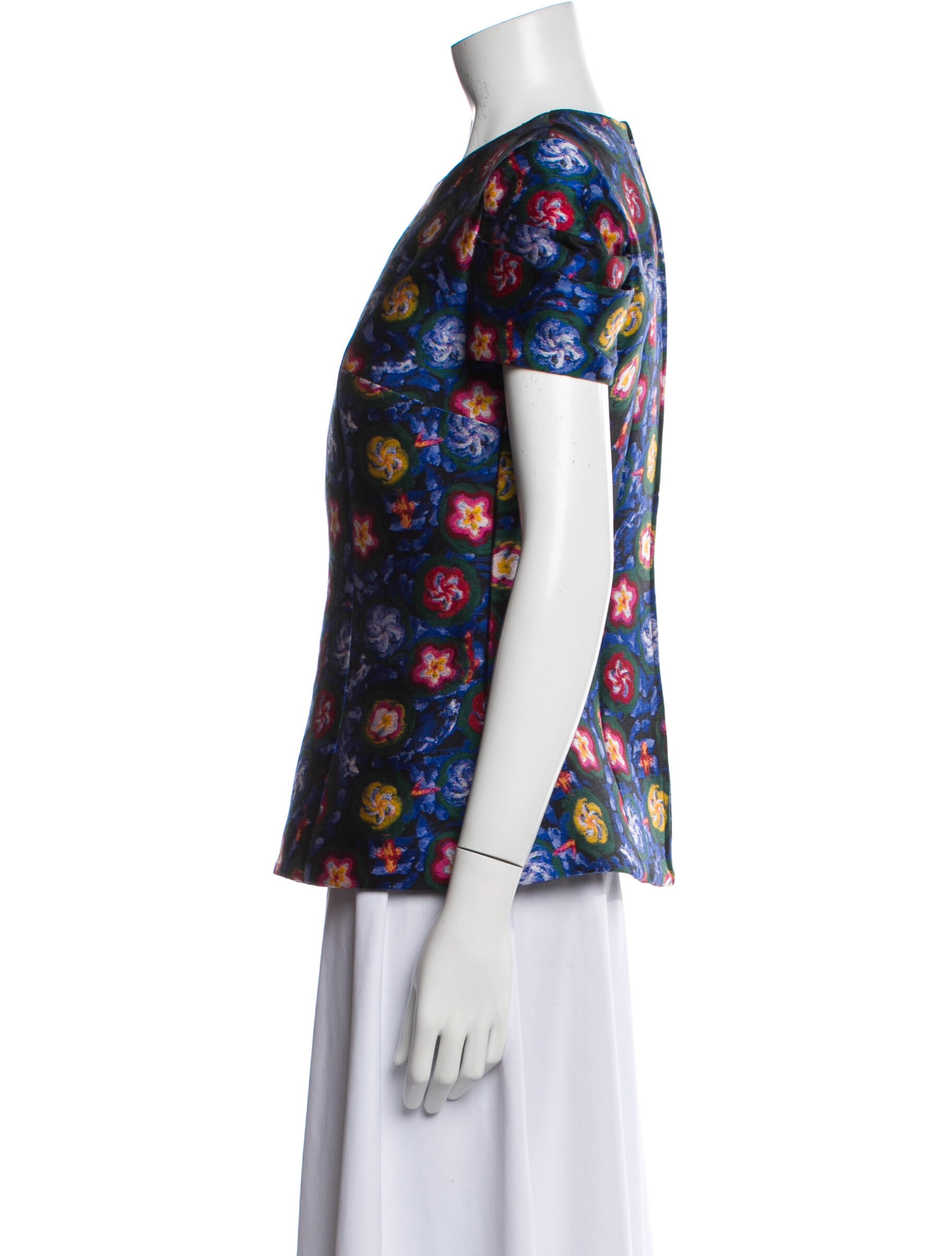 Jonathan Cohen Silk Floral Print T-Shirt w/ Tags