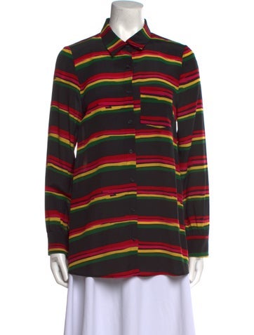 Jonathan Cohen Tops Silk Striped Button-Up Top XS