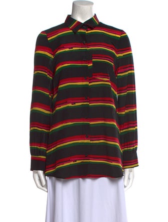 Jonathan Cohen Silk Striped Button-Up Top