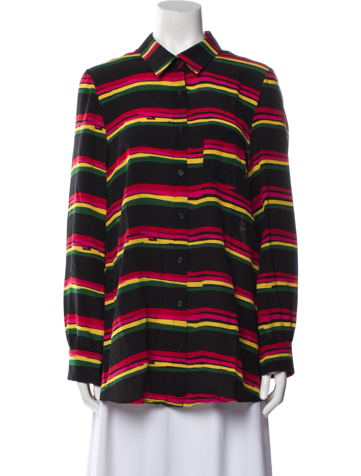 Jonathan Cohen Silk Striped Button-Up Top w/ Tags