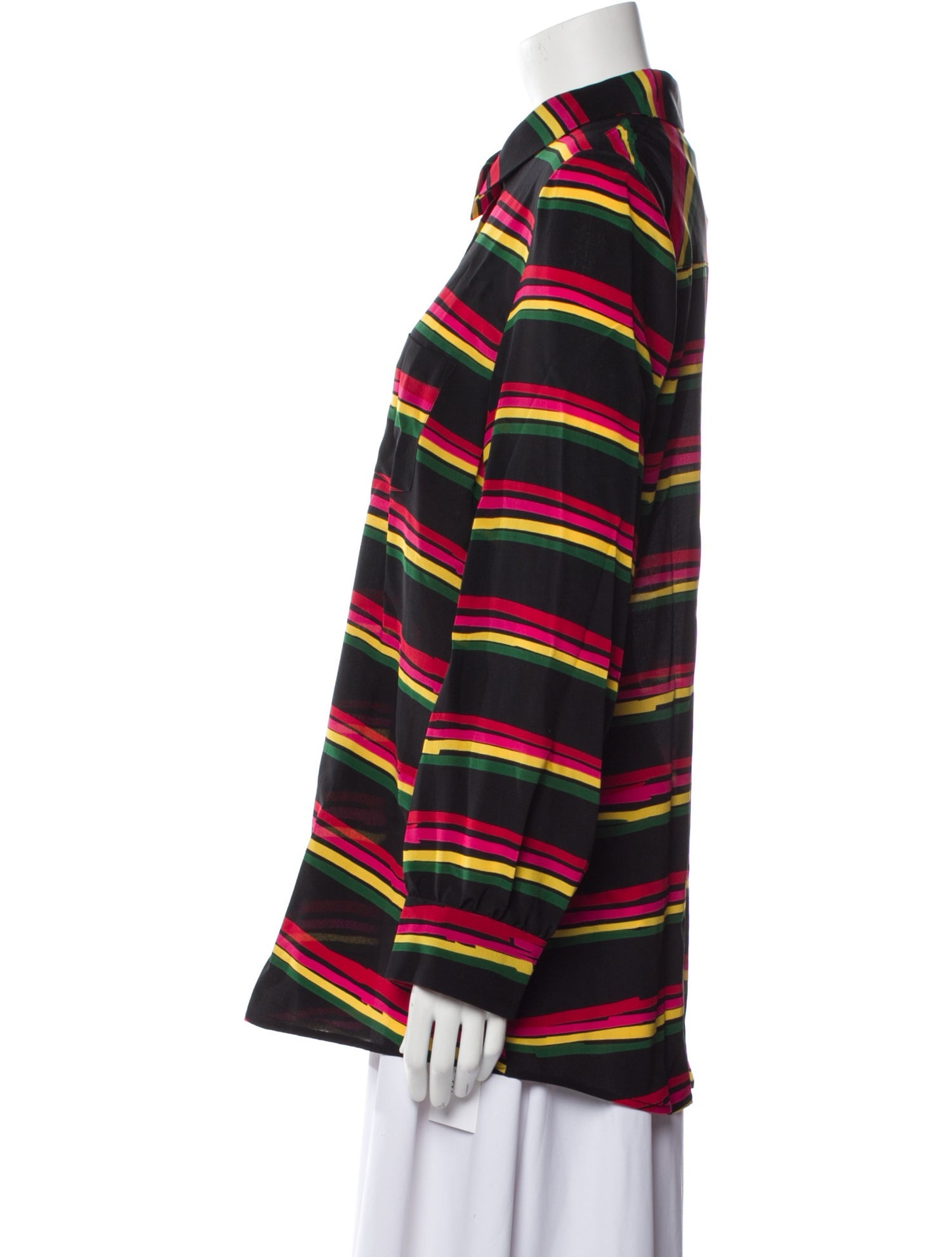 Jonathan Cohen Silk Striped Button-Up Top w/ Tags