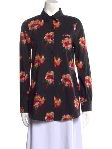 Jonathan Cohen Tops Floral Print Long Sleeve Button-Up Top XS
