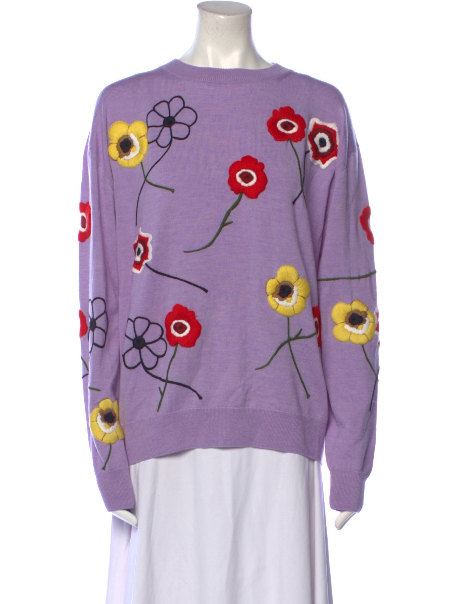 Jonathan Cohen Virgin Wool Floral Print Sweater