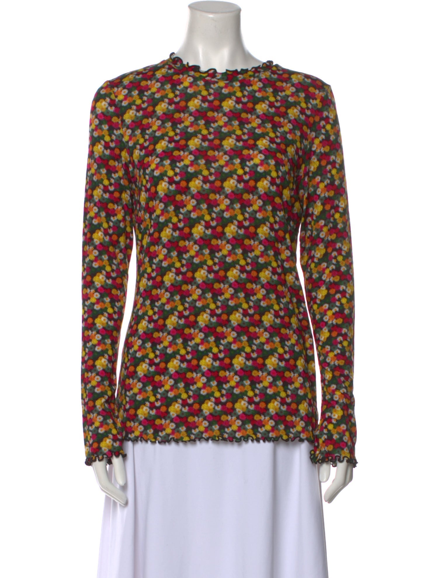 Jonathan Cohen Floral Print Crew Neck Blouse w/ Tags