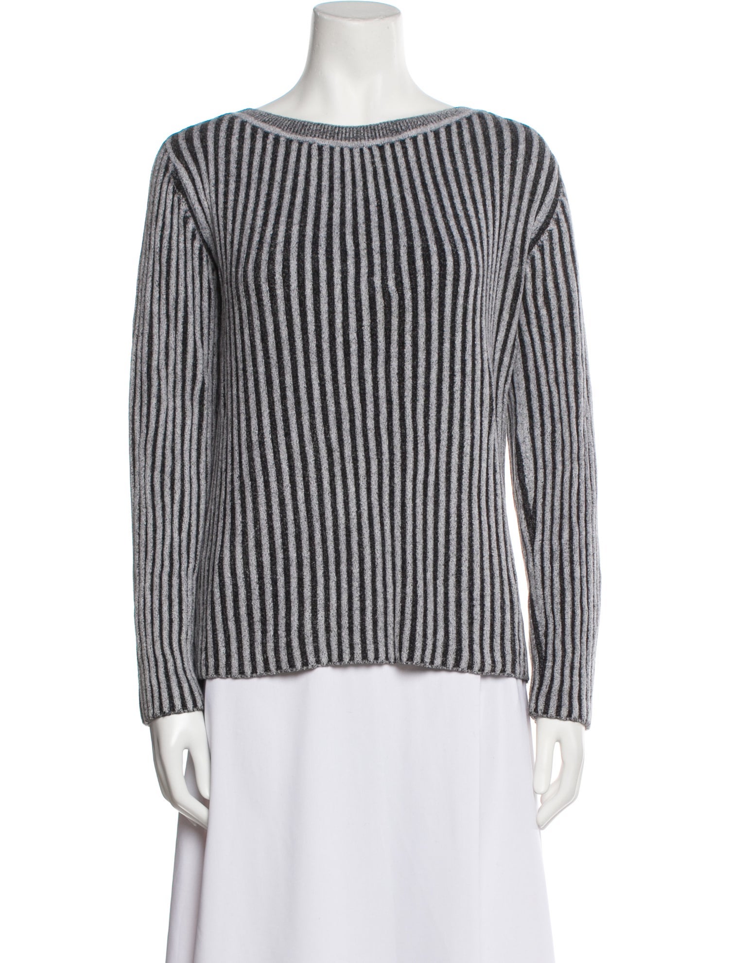 Jonathan Cohen Striped Bateau Neckline Sweater