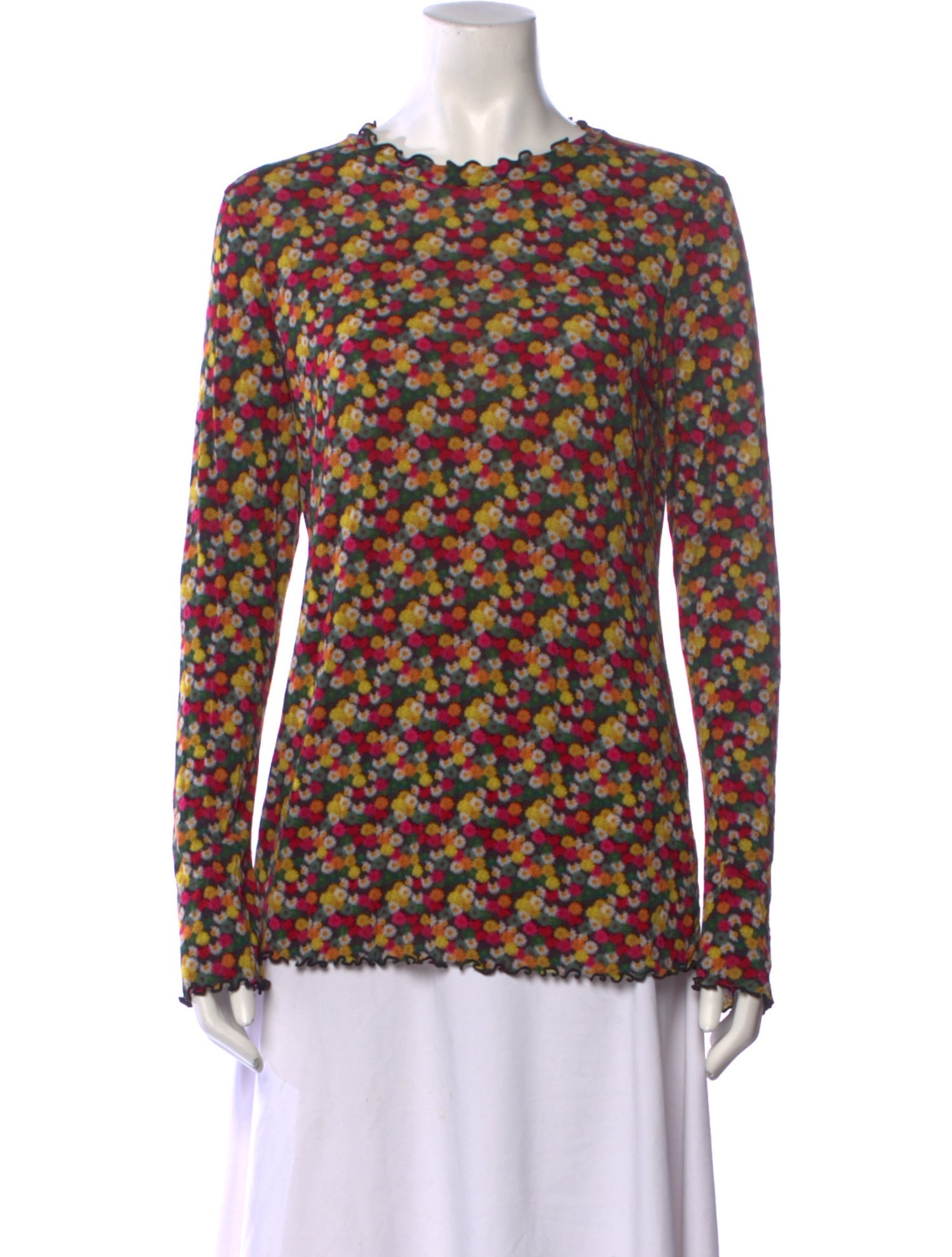 Jonathan Cohen Floral Print Crew Neck Blouse