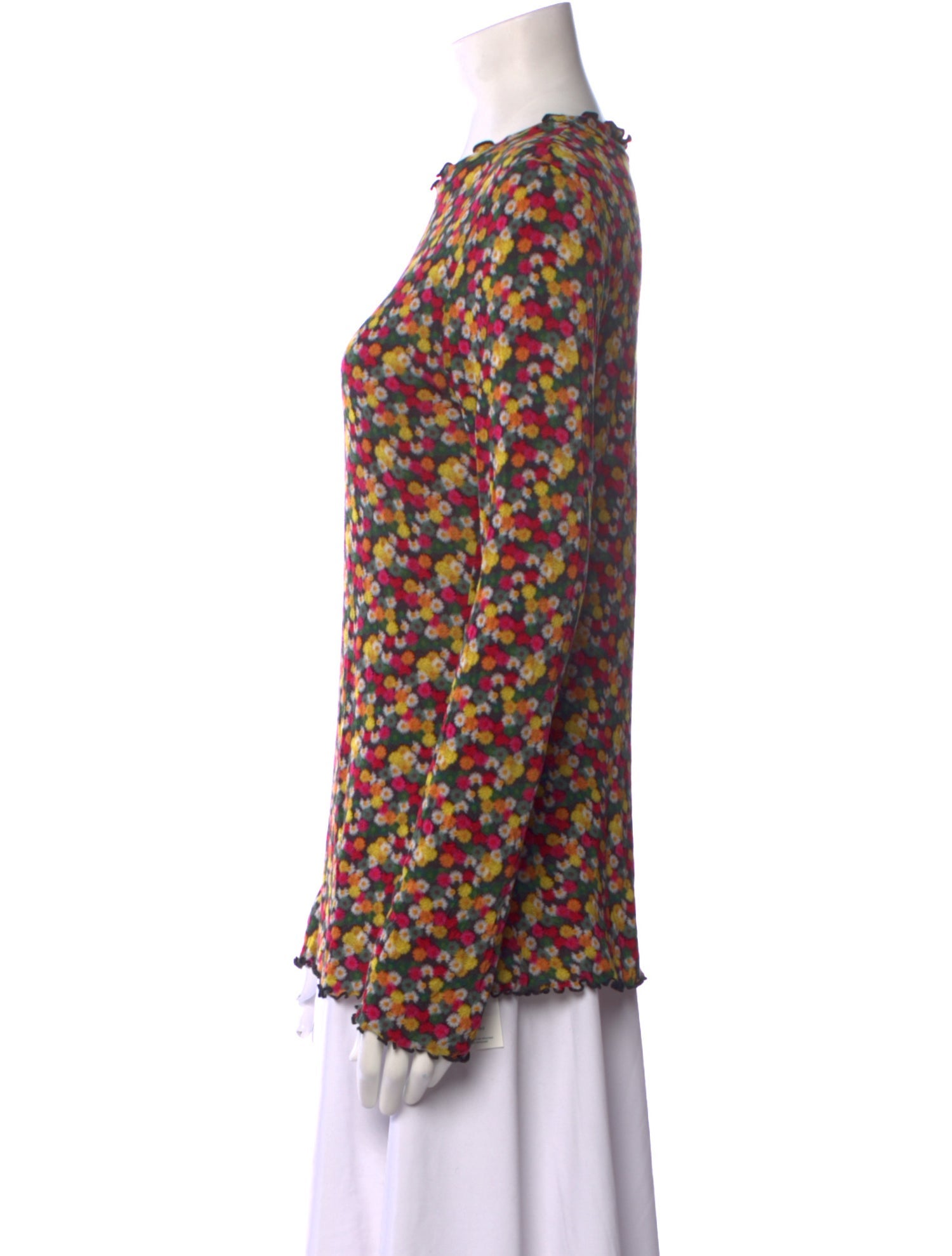 Jonathan Cohen Floral Print Crew Neck Blouse