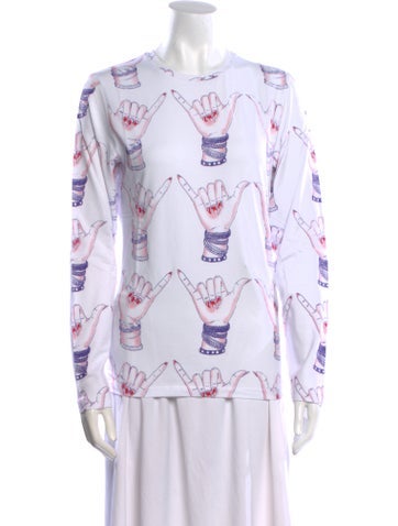 Jonathan Cohen Tops Printed Crew Neck Tunic L