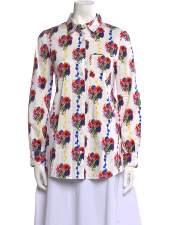 Jonathan Cohen Floral Print Long Sleeve Button-Up Top
