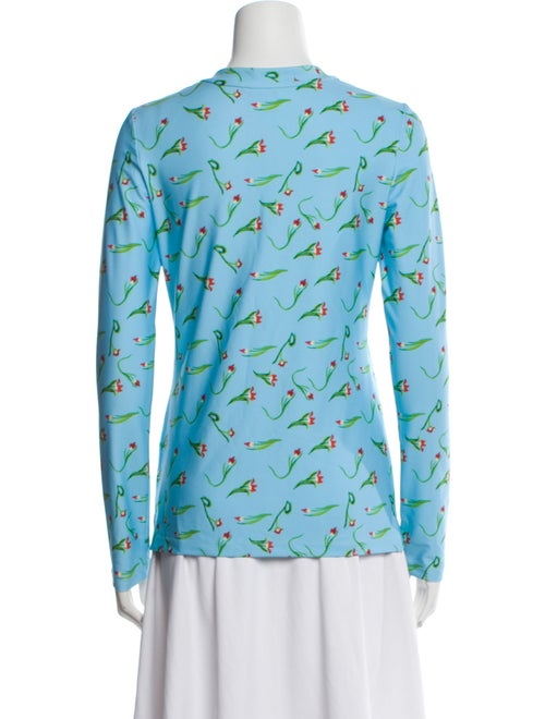 Jonathan Cohen Printed Crew Neck Button-Up Top