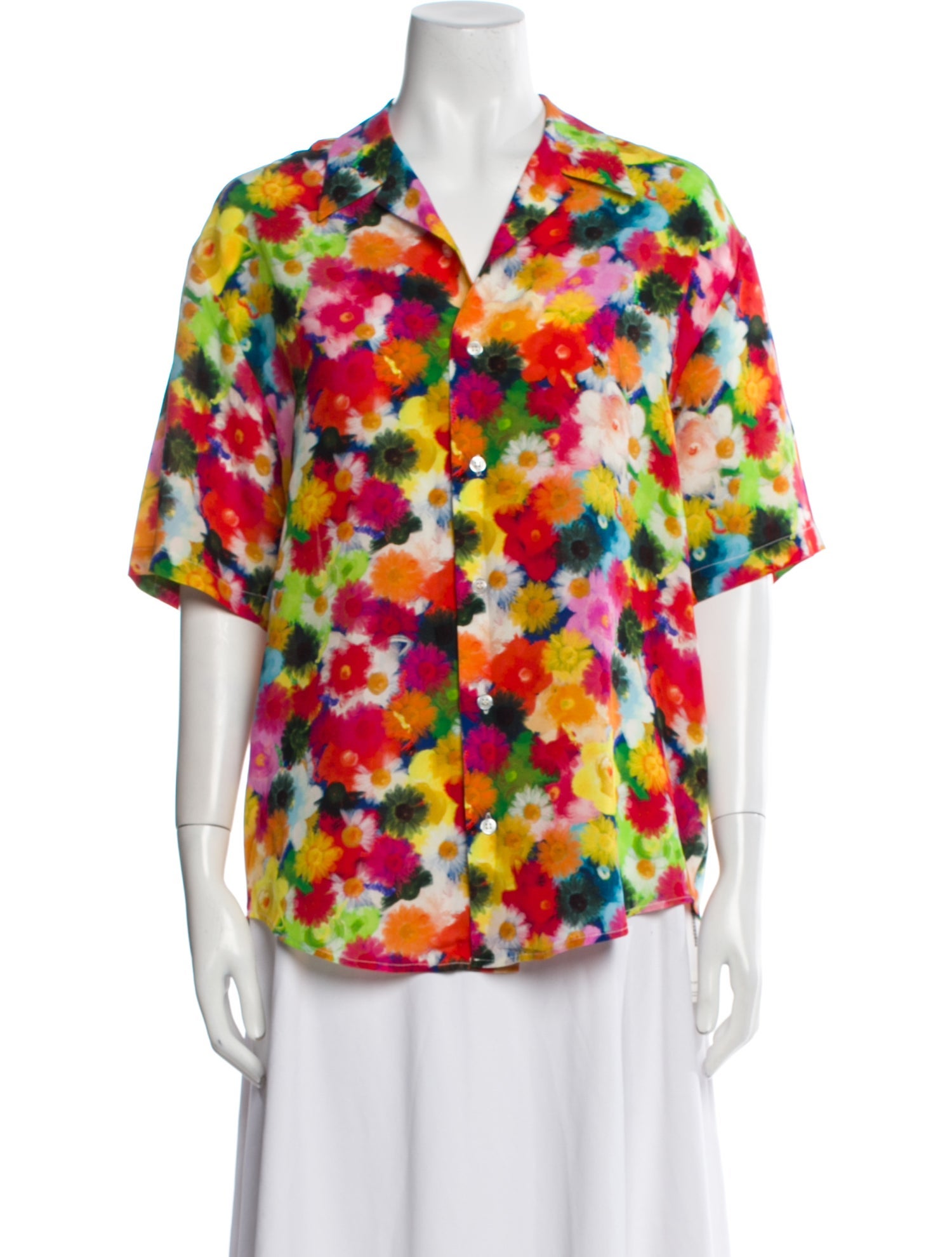 Jonathan Cohen Silk Printed Button-Up Top