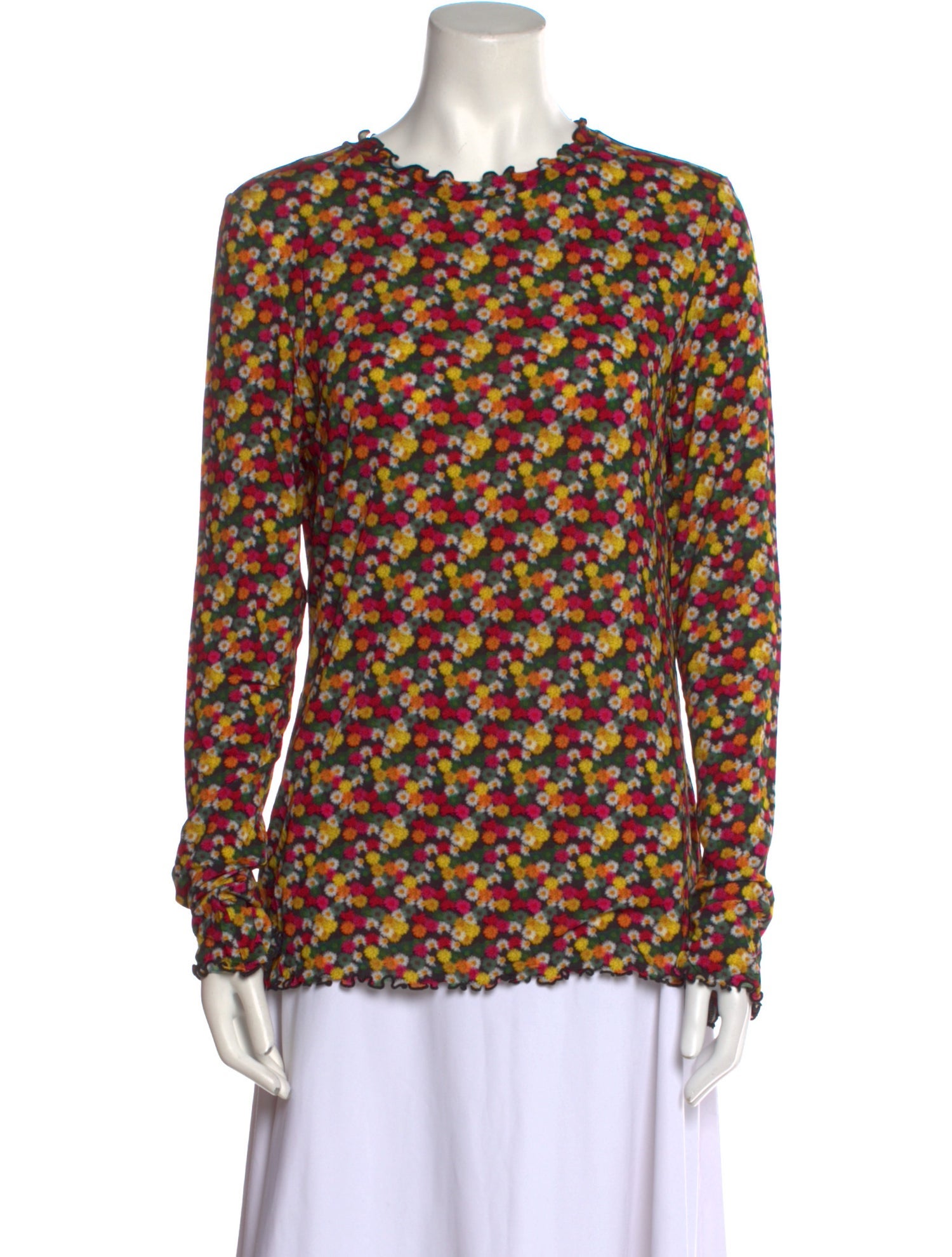 Jonathan Cohen Floral Print Crew Neck Blouse