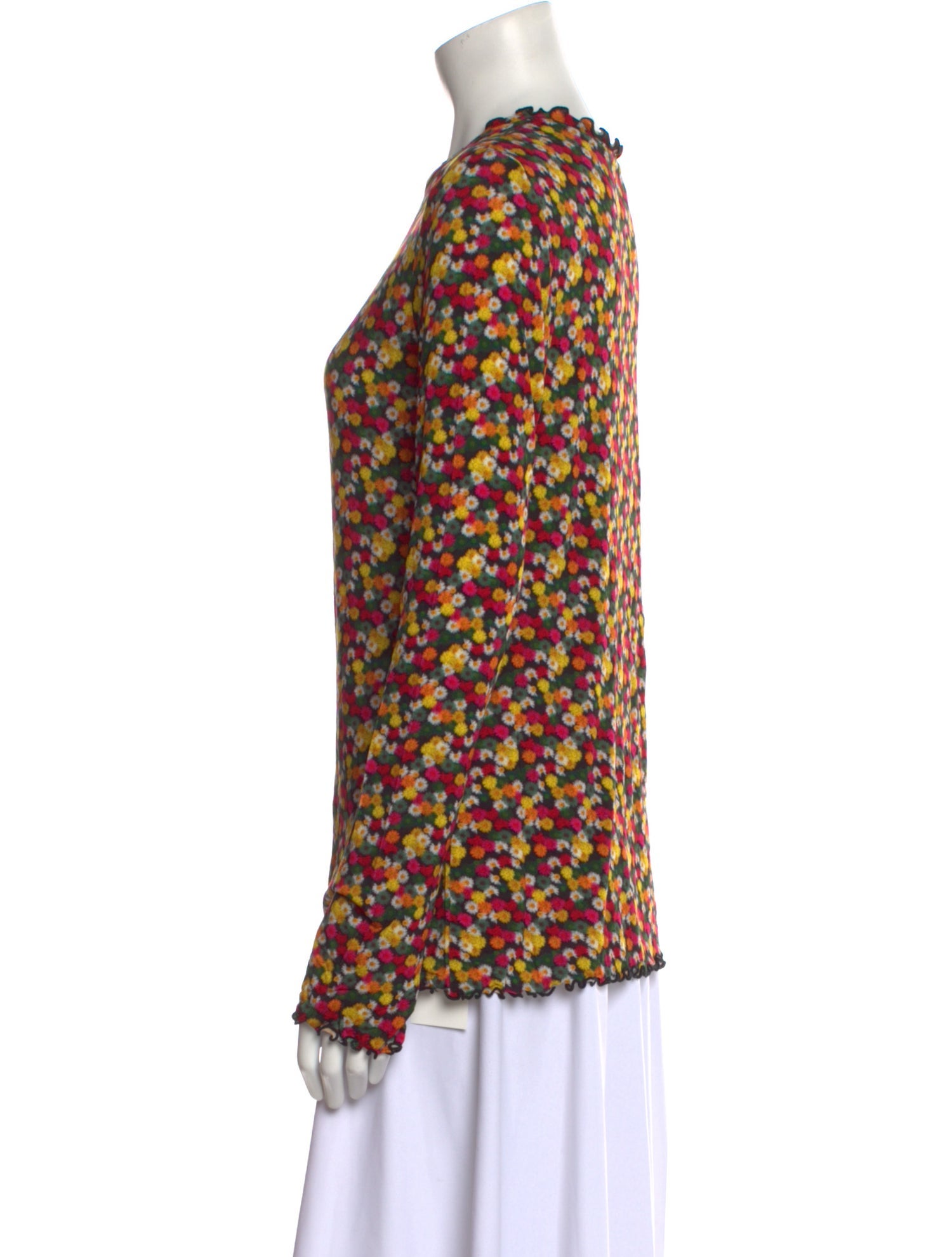 Jonathan Cohen Floral Print Crew Neck Blouse