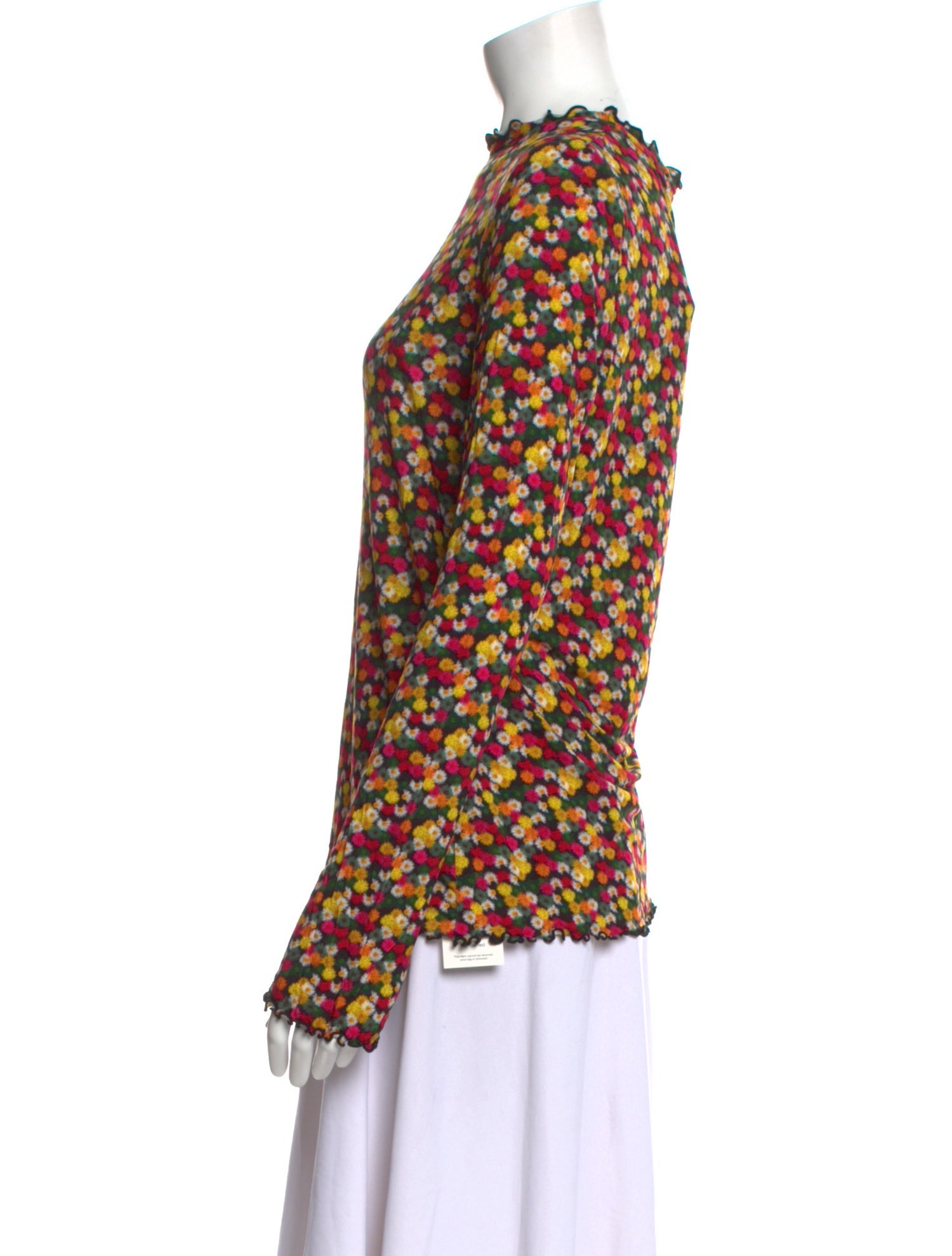 Jonathan Cohen Floral Print Mock Neck Blouse