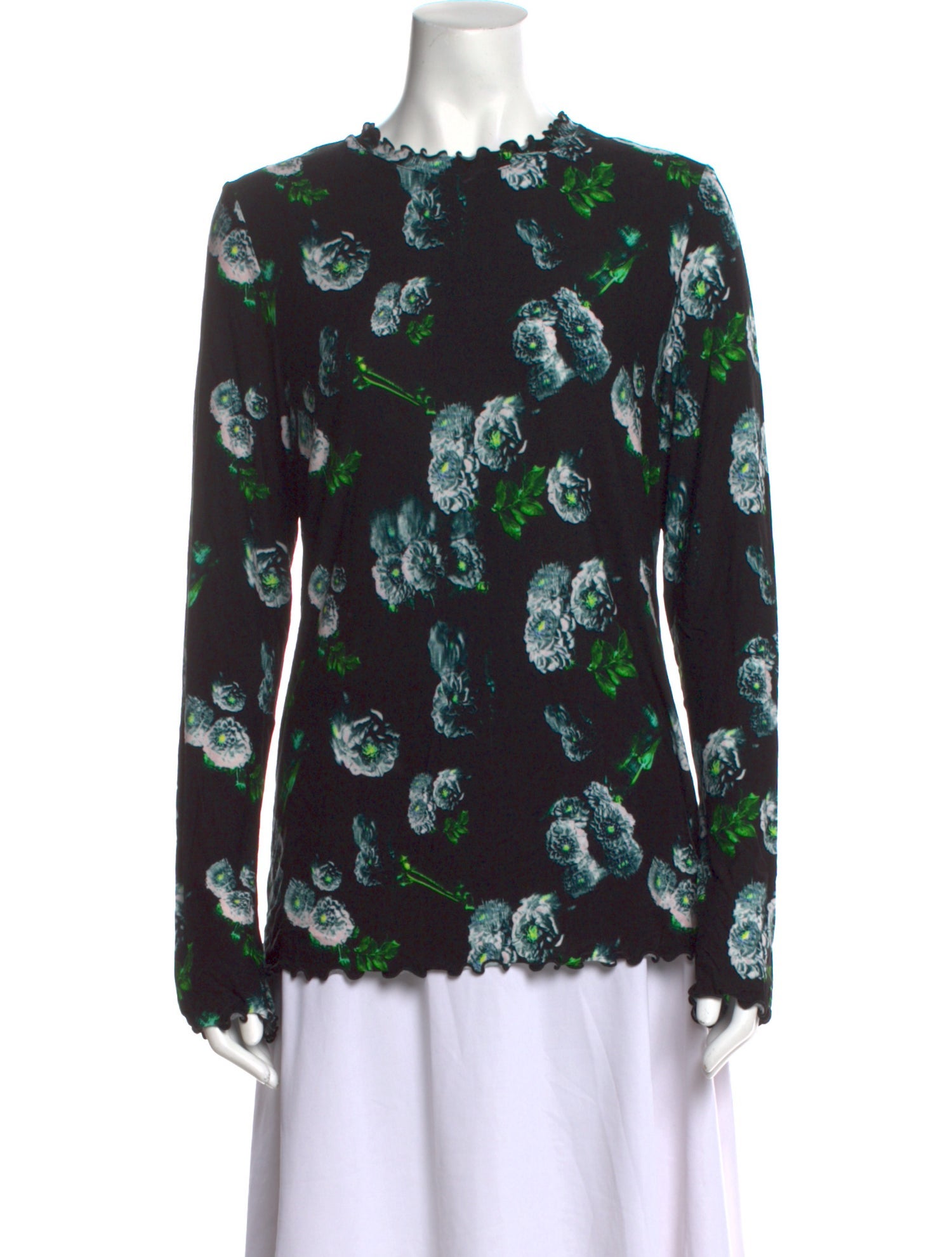 Jonathan Cohen Floral Print Crew Neck Blouse