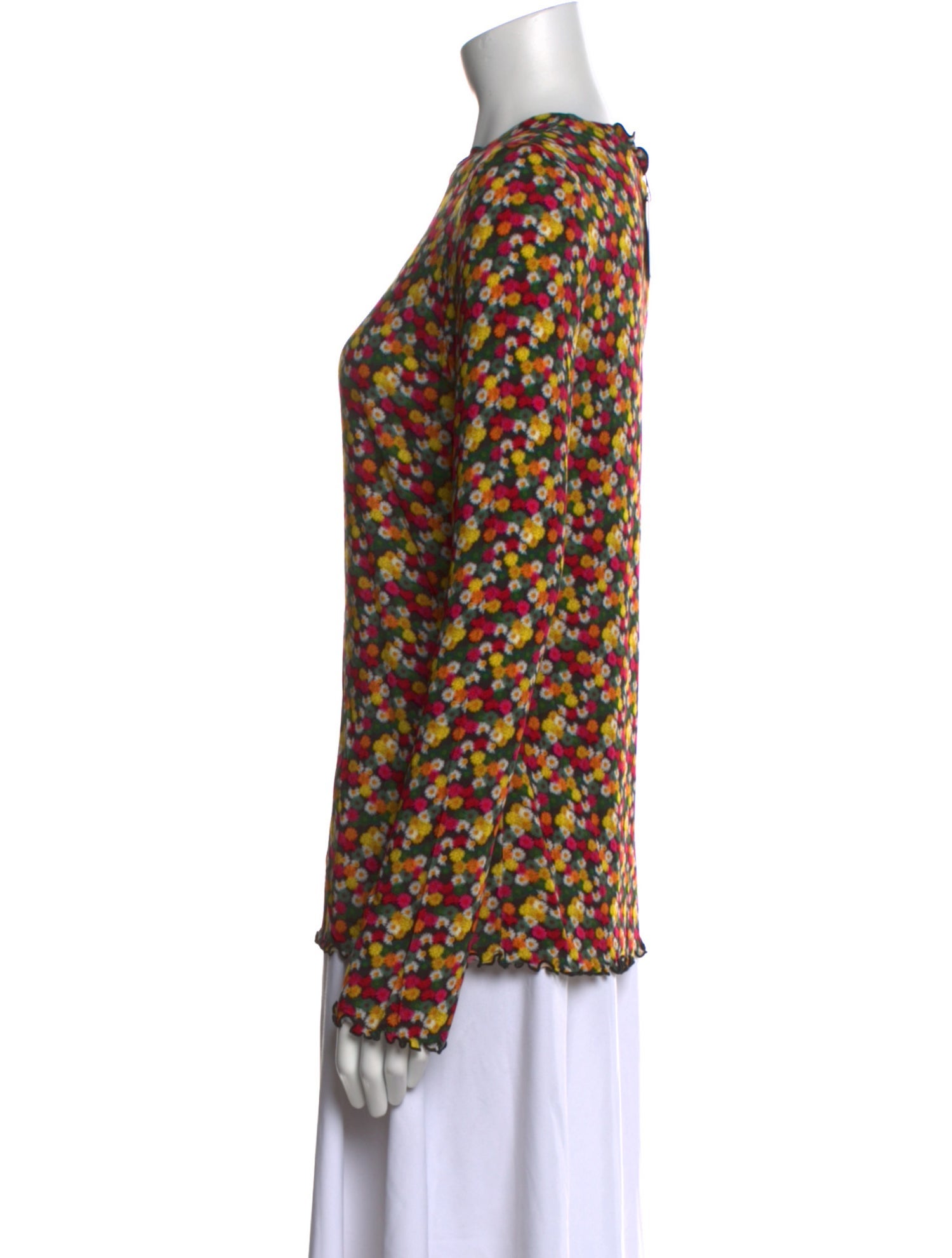 Jonathan Cohen Floral Print Bateau Neckline Blouse