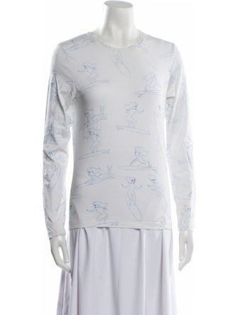 Jonathan Cohen Printed Crew Neck Top