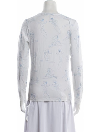 Jonathan Cohen Printed Crew Neck Top
