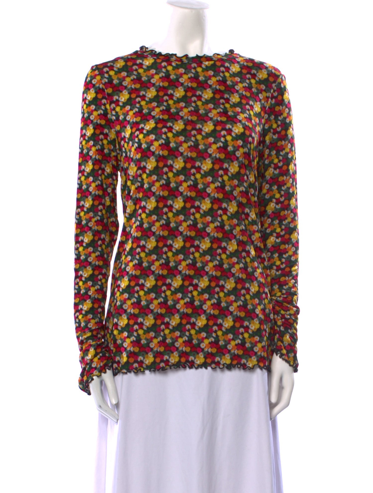 Jonathan Cohen Floral Print Bateau Neckline Blouse