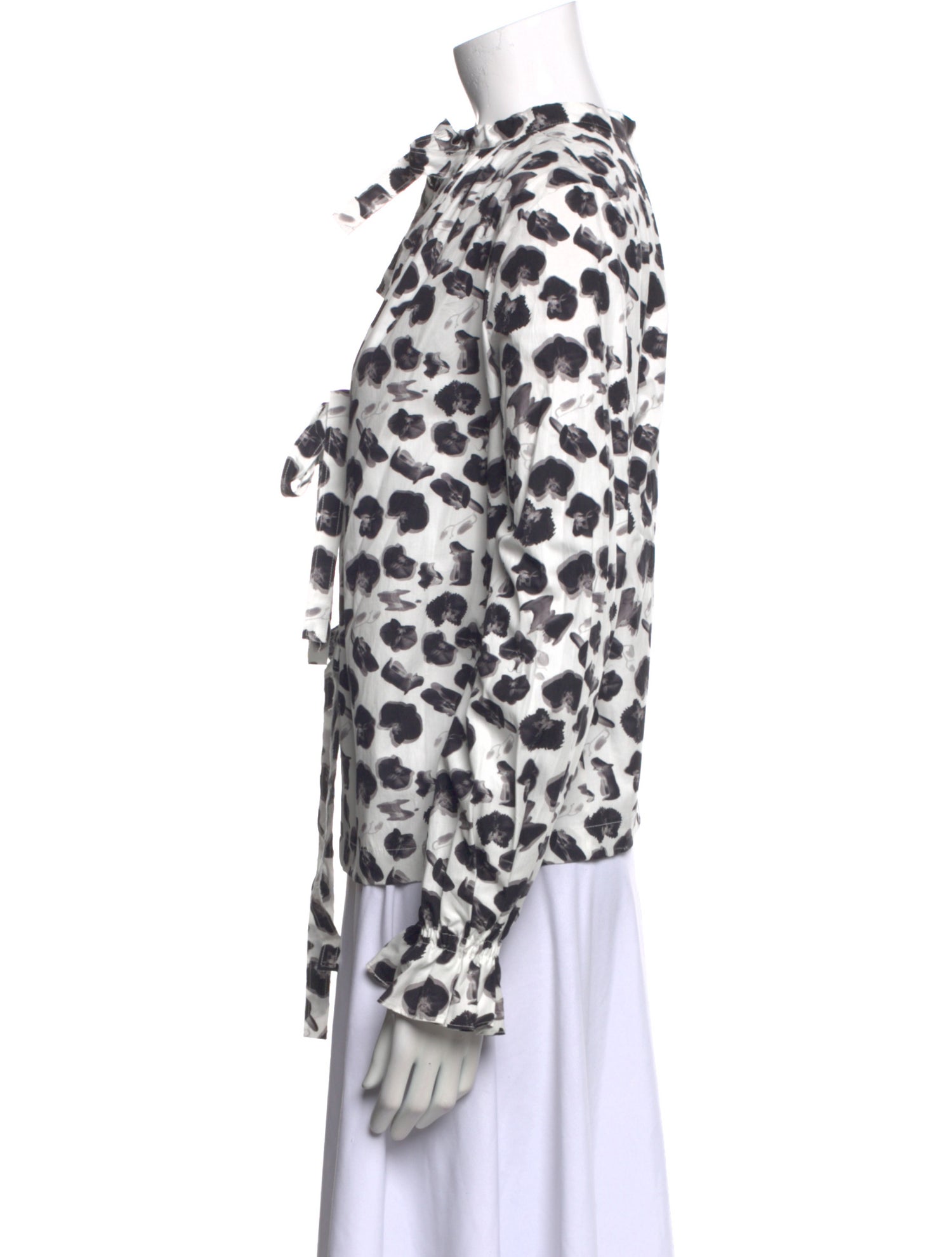 Jonathan Cohen Animal Print Mock Neck Blouse